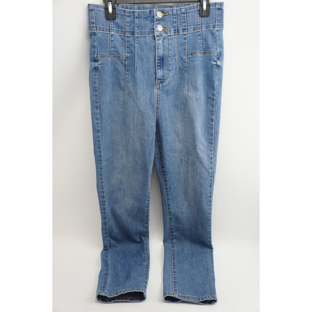 We The Free Skinny Jeans 31 Blue High Rise Corset Waist Seamed Denim Excellent - Picture 1 of 5